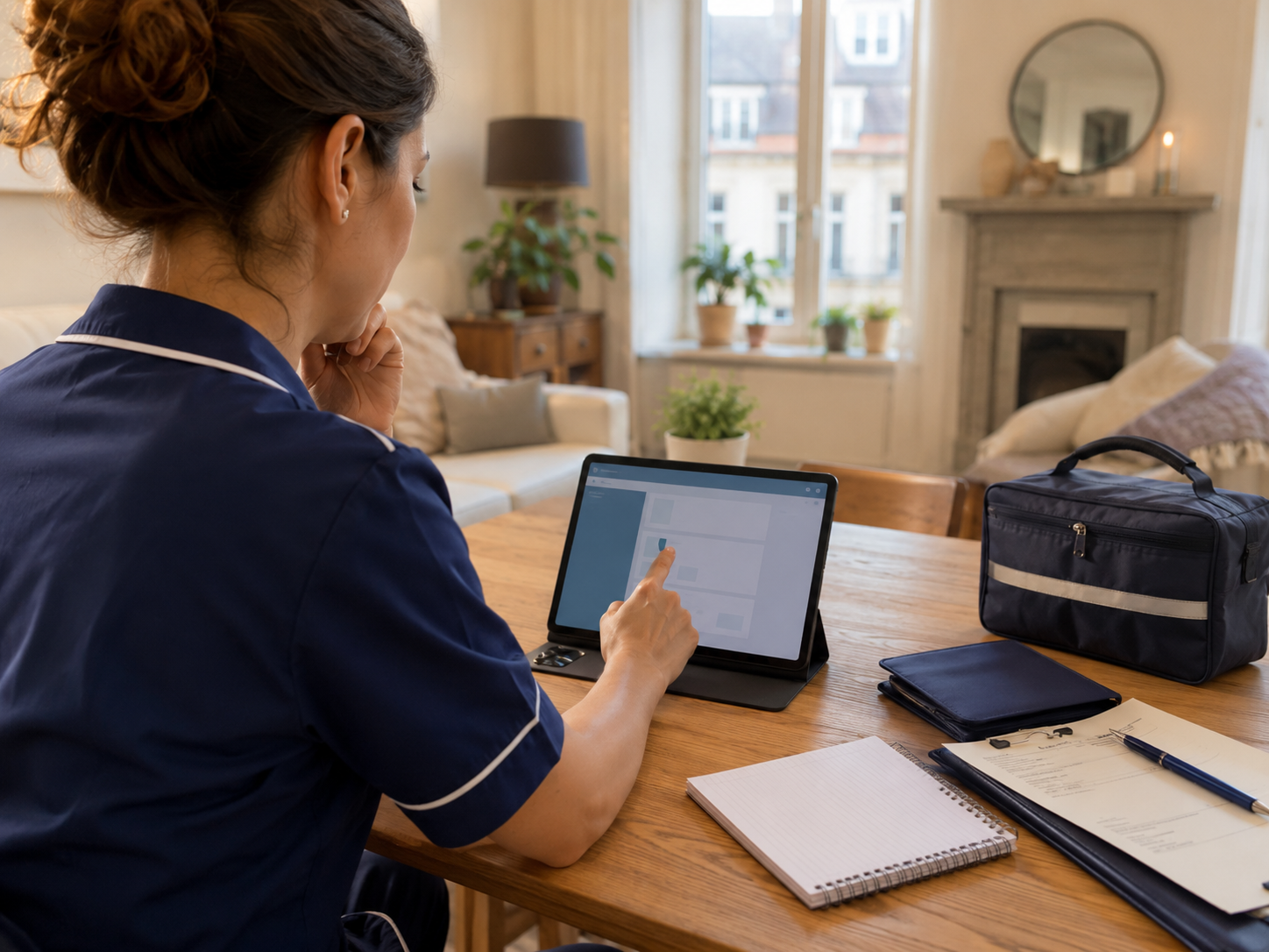 Demande de soins à domicile préparée sur tablette